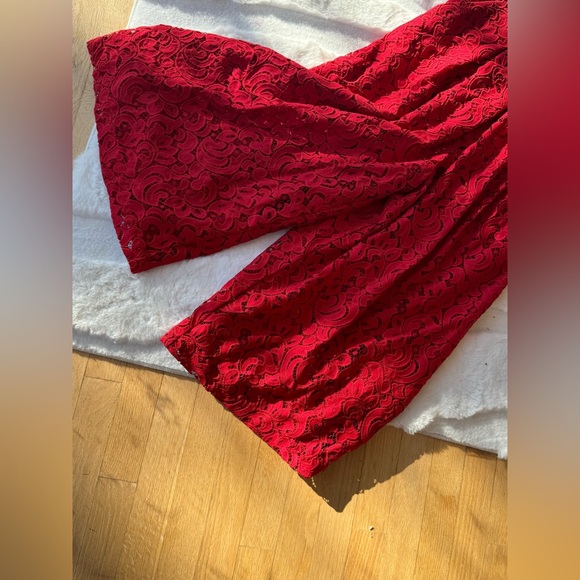 Anthropologie Moulinette Soeurs Jaeda Red Lace Wide-Leg Jumpsuit Size 6 - Picture 6 of 6